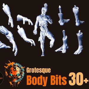 Gory Battlefield Carnage and Body Parts Miniature Terrain | 28-32mm Scale | 30+ Pieces | 3D Printed Resin
