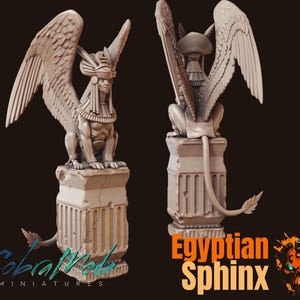 Egyptian Sphinx and Pillar x2 | Tabletop Terrain Scenery | 3D Printed Miniatures | TTRPG | Scatter Terrain