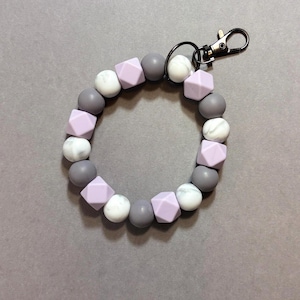 Silicone Beaded Wristlet • Wearable Bracelet Keychain • Hands Free • Boho