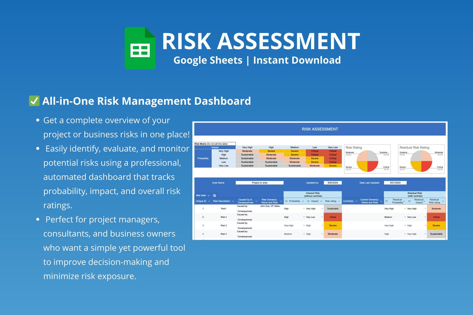 Risk Assessment Template | Business Spreadsheet | Risk Management ...