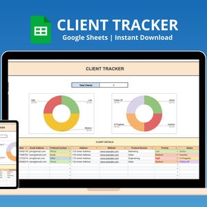 Klient Tracker Tabelle | Kunden-Planer | Vorlage für kleine Unternehmen | Kunden | Kundenmanagment Bild 1