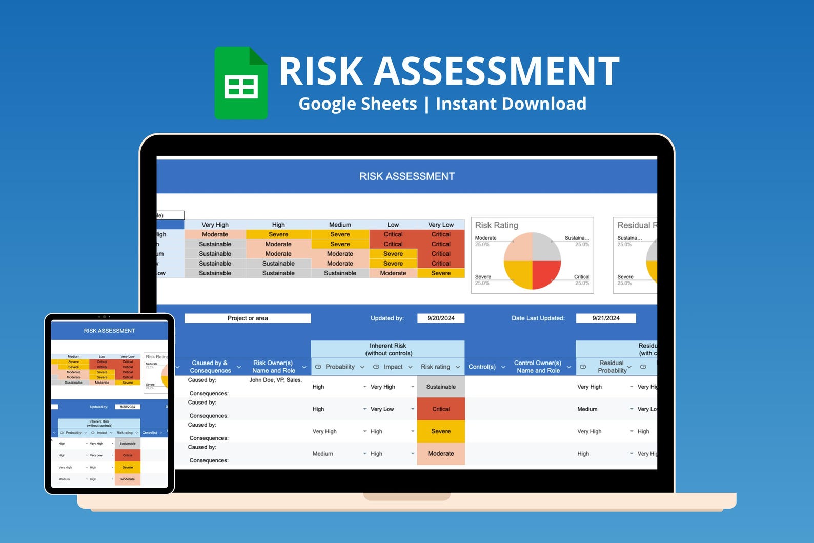 Risk Assessment Template | Business Spreadsheet | Risk Management ...