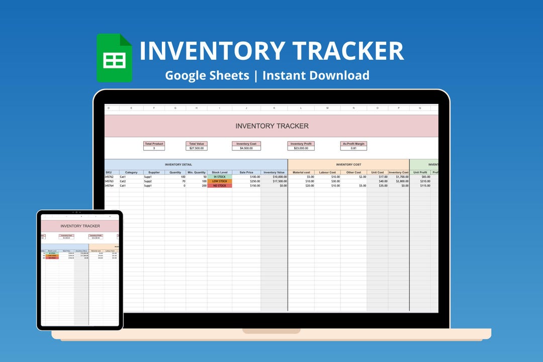 Inventory Tracker Spreadsheet | Small Business Inventory Template ...