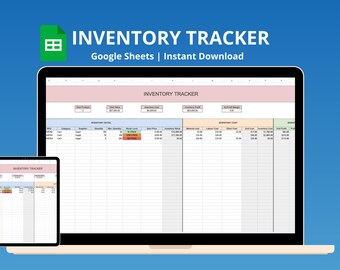 Tabelle zur Bestandsverfolgung | Bestandsaufnahme für kleine Unternehmen | Google Sheet Vorlage | Lagerbestandsliste Bestellverfolgung