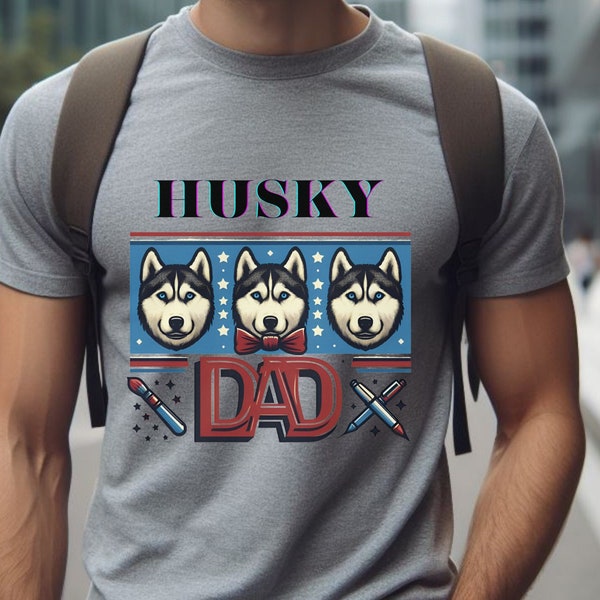 Siberian Husky Shirt , Husky Dad Gift ,Dog Dad,Husky Dad Shirt, Husky retro, graphic screen printed, gift for him gift for dad, shirt png