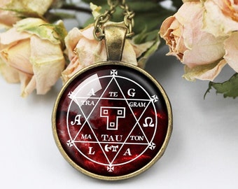 Hexagramm von Solomon Anhänger Halskette, Siegel der Heiligen Geometrie, Talisman, Kabbalah Amulett, Goetia Hexagramm Siegel von Salomon Symbol, okkulter Schlüssel