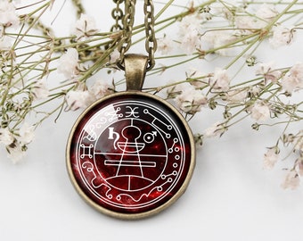 Geheimes Siegel von Solomon Halskette, Siegel von Solomon Amulett Talisman, König Solomon Pentakel Anhänger, okkultes Symbol, Goetia Ritualkreissiegel