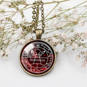 Geheime zegel van Solomon ketting, zegel van Solomon Amulet Talisman, koning Solomon Pentacle hanger, occult symbool, Goetia rituele cirkel zegel