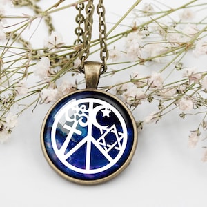 Coexist in Peace-ketting, vredesketting, eenheidshanger, interreligieuze coëxistentie-sieraden, Om Cross Crescent Moon Davidster hanger amulet cadeau