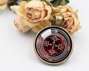 Magischer Kreis von König Solomon Halskette, König Solomon Amulett Talisman, Goetia Schlüsselsiegel okkultes Symbol, Goetia Ritual mystisches Kreissiegel