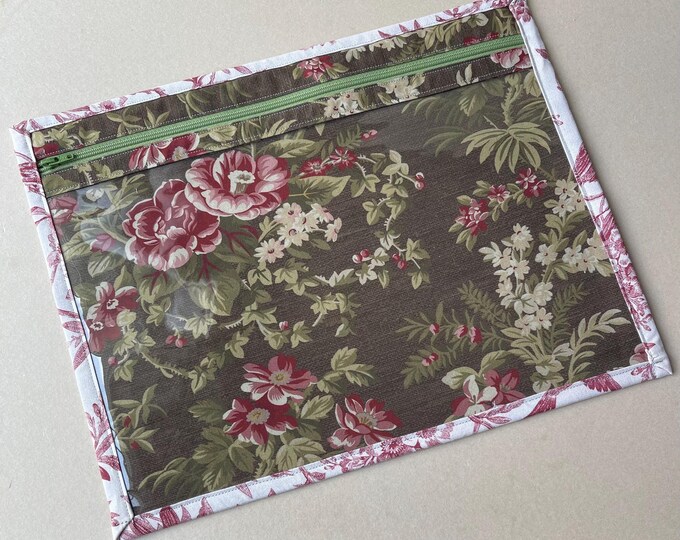 Fabric Cross Project Cross Stitch Project Bag, Vinyl Front, Floral Haberdashery Fabric - Etsy