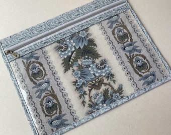 Bluebird Manor Cross Stitch Project Bag: Vinyl Front Needlework Organizer