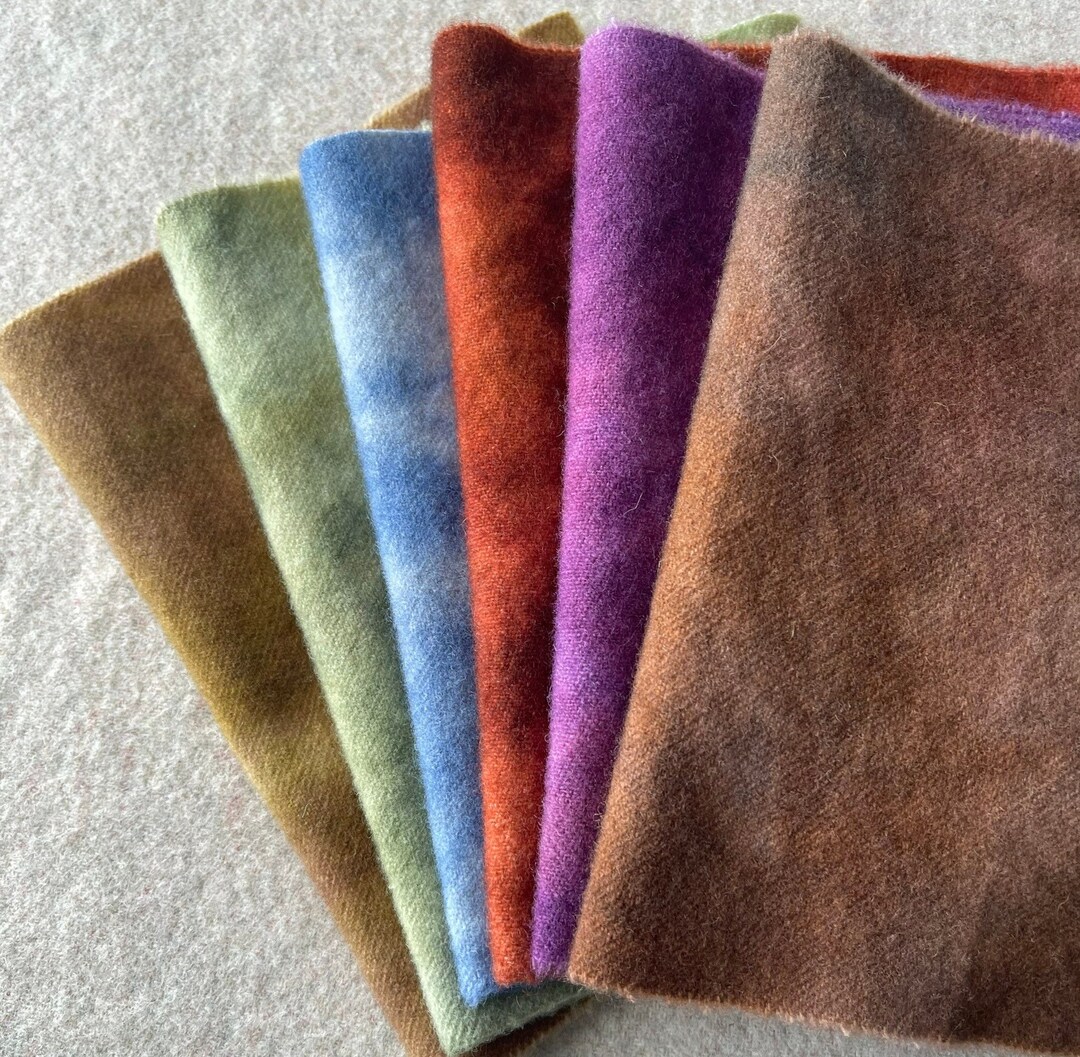 Hand Dyed Felted Wool Fabric Bundle Nature Colors Spot Dyed Etsy