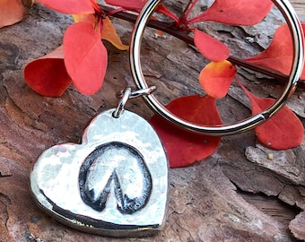 Hoof Print on Heart Key Chain, Equestrian Gift