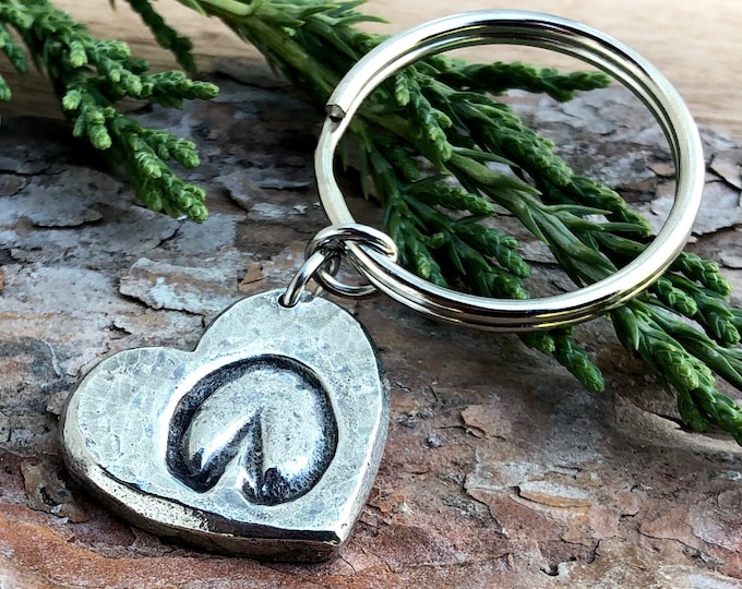 Hoof Print on Heart Key Chain, Equestrian Gift