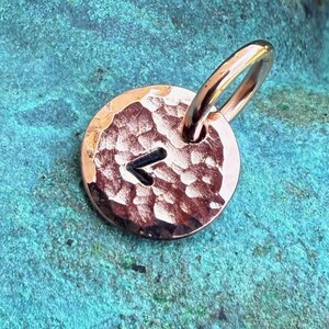 Personalized Tiny Copper Tag Charm, Hand Stamped Letter, Custom Initial, Hammered Texture, Add a Tag, Rustic Jewelry, Monogram