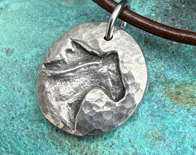 Horse Head Necklace or Pendant, Rustic Hand Cast Pewter Jewelry