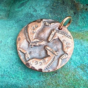 Spirit Horse Pendant, 3 Horses, Rustic Handmade Jewelry, Equestrian Gift