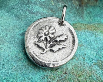 Daisy Pendant, Rustic Flower Charm