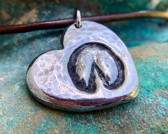 Hoof print on Heart Necklace, Equestrian Gift