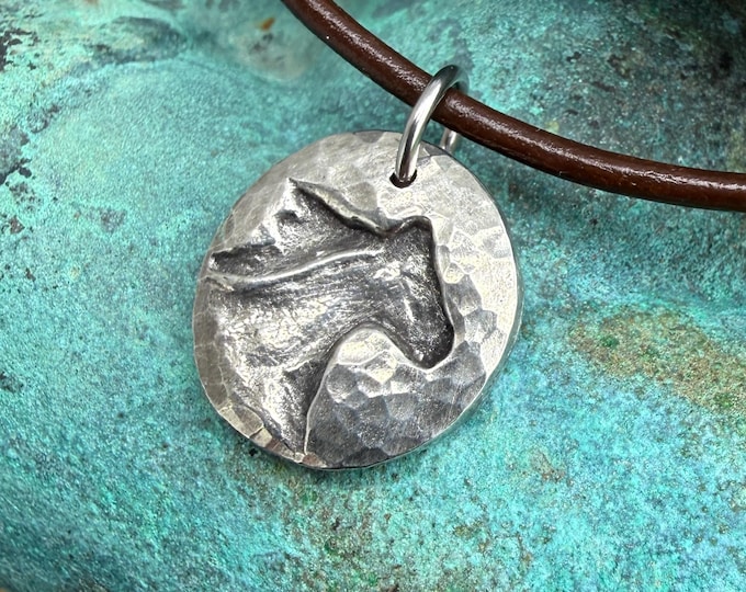 Horse Head Necklace or Pendant, Rustic Hand Cast Pewter Jewelry
