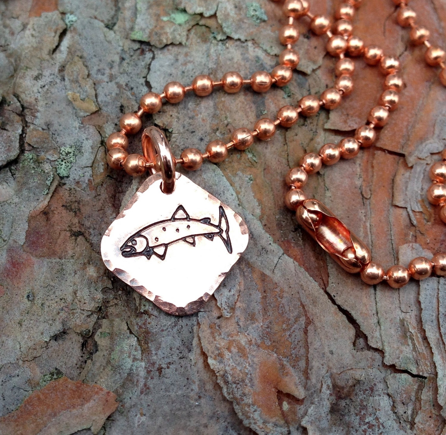 Copper Trout Charm or Necklace Trout Charm Hammered Copper Etsy