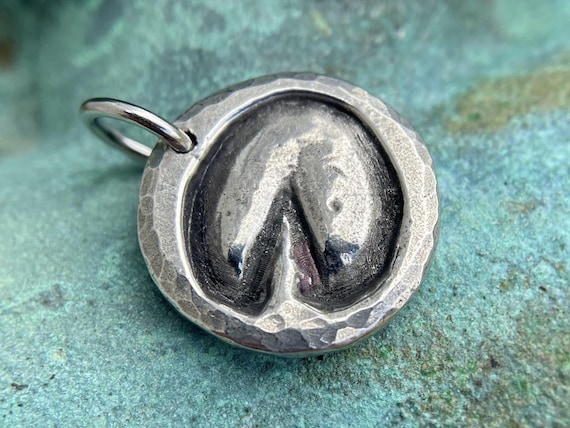 Hoofprint Pendant, Rustic Pewter Charm, Horse Jewelry