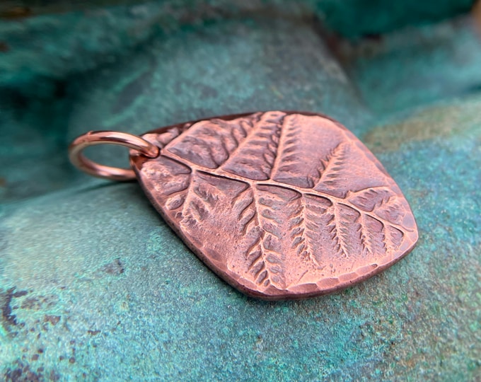 Copper Fern Focal Pendant, Botanical Woodland Pendant