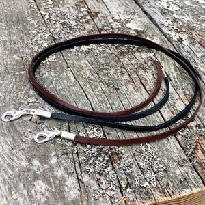 Deerskin Lace Necklace, narrow flat leather lace with silver plated lobster clasp, 1/8 inch wide Brown or Black, you choose color, length image 8