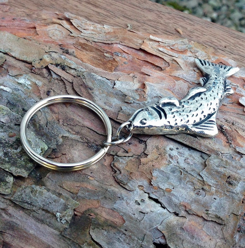 Trout Keychain Handcast Pewter Fish Fisherman Gift Fly Etsy