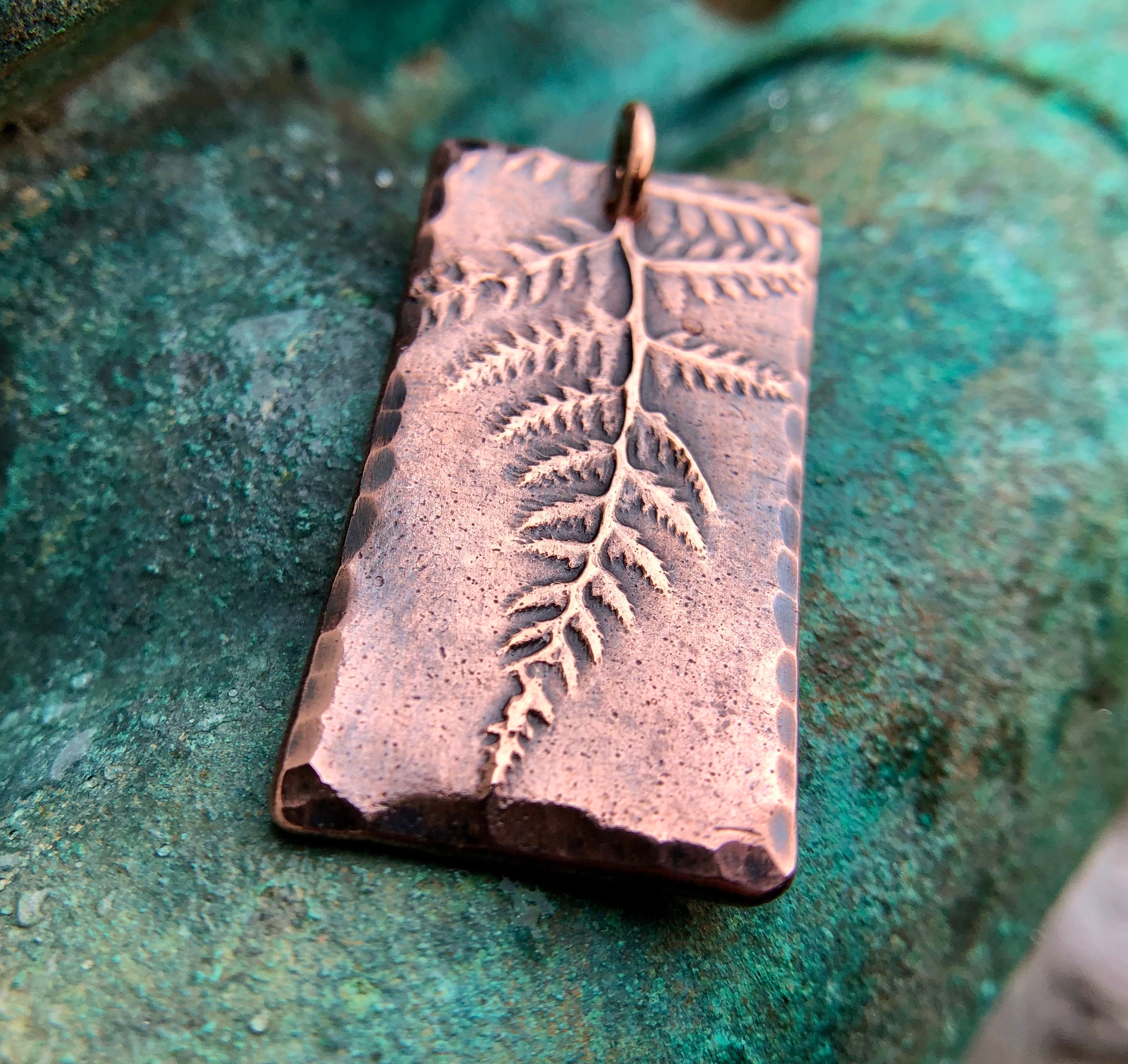 Copper Fern Pendant, Plant Jewelry