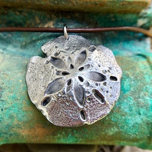 Sand Dollar Necklace, Beach Pendant, Ocean Lover, Large Focal Pendant, Rustic Jewelry, Hand Cast Pewter