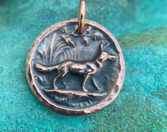 Copper Fox Pendant, Woodland Pendant, Rustic Jewelry