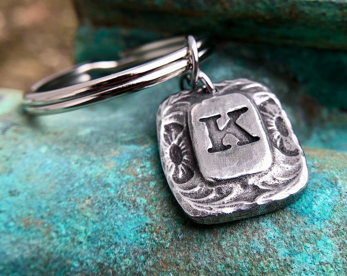 Western Monogram Keychain, Initial Key Ring