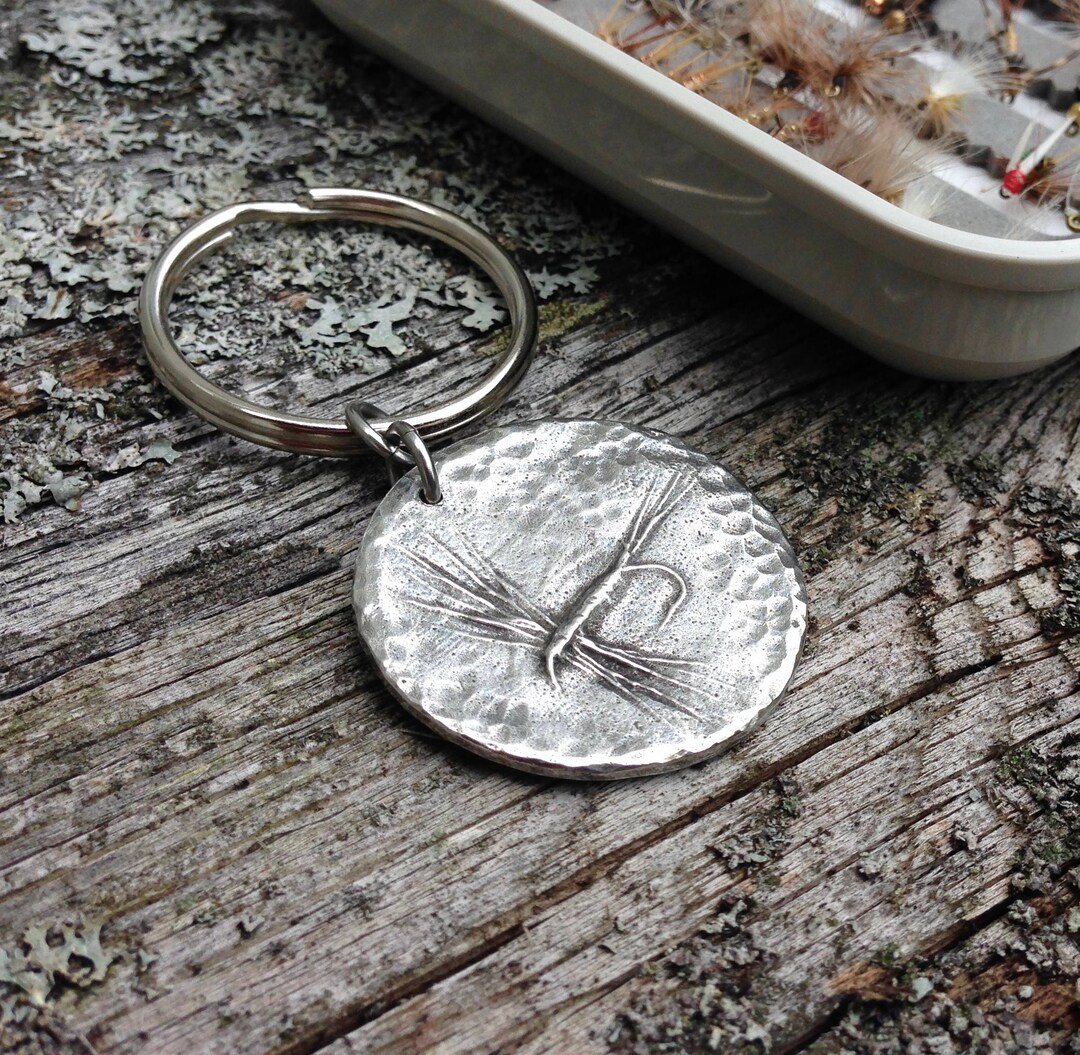 Pewter Dry Fly Key Chain, Fly Fishing Gifts, Hand Cast, Hand Hammered ...