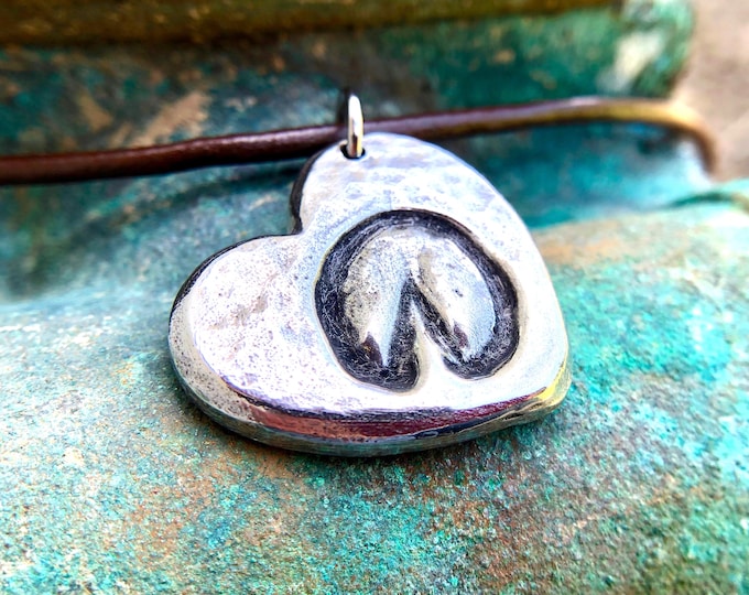 Hoof print on Heart Necklace, Equestrian Gift
