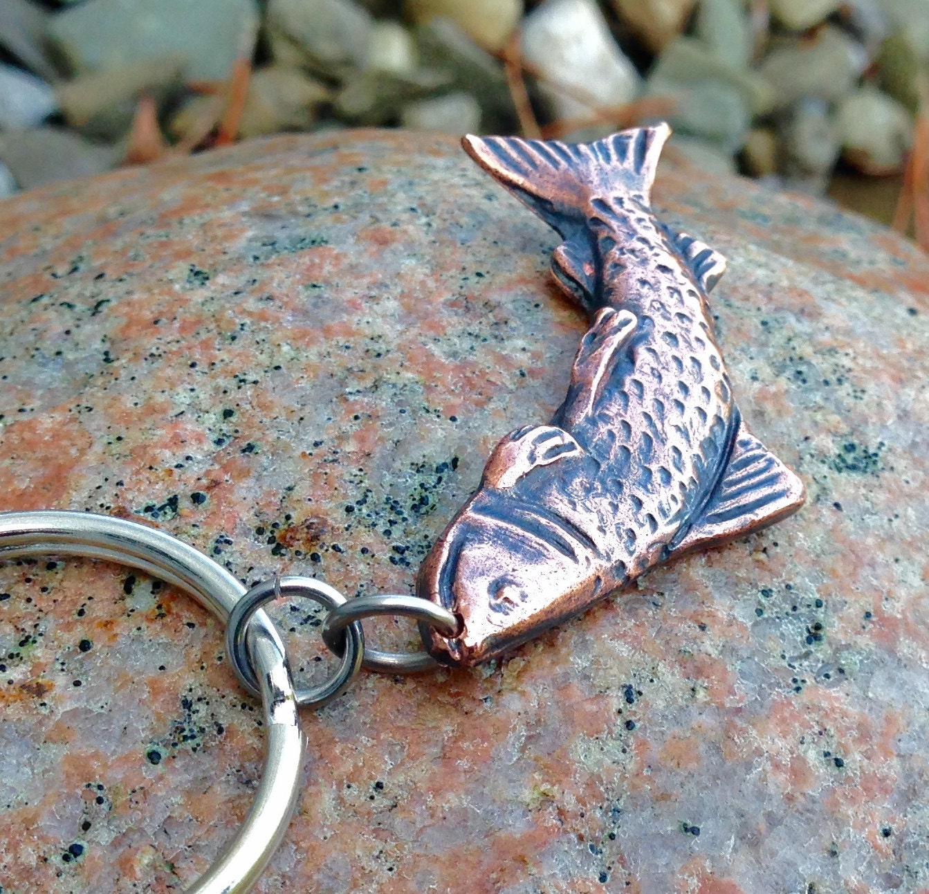 Copper Trout Key Chain, Fly Fishing Gift, Trout Key Ring