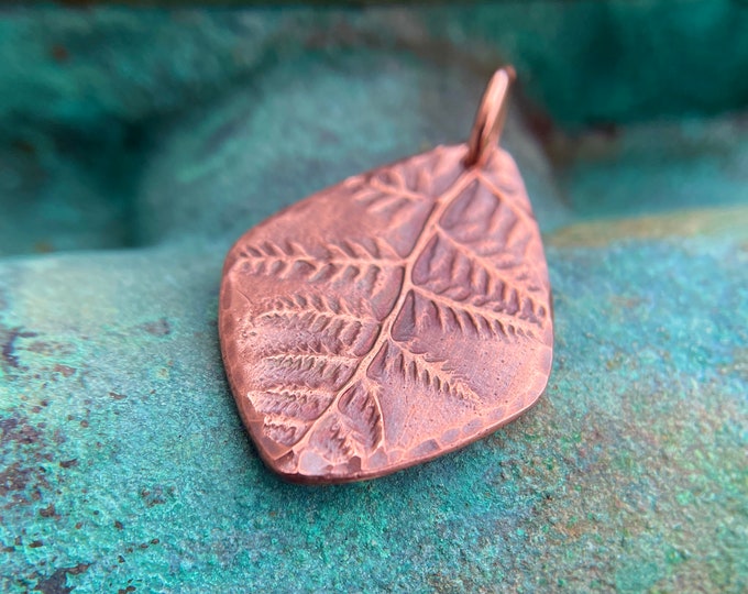 Copper Fern Focal Pendant, Botanical Woodland Pendant