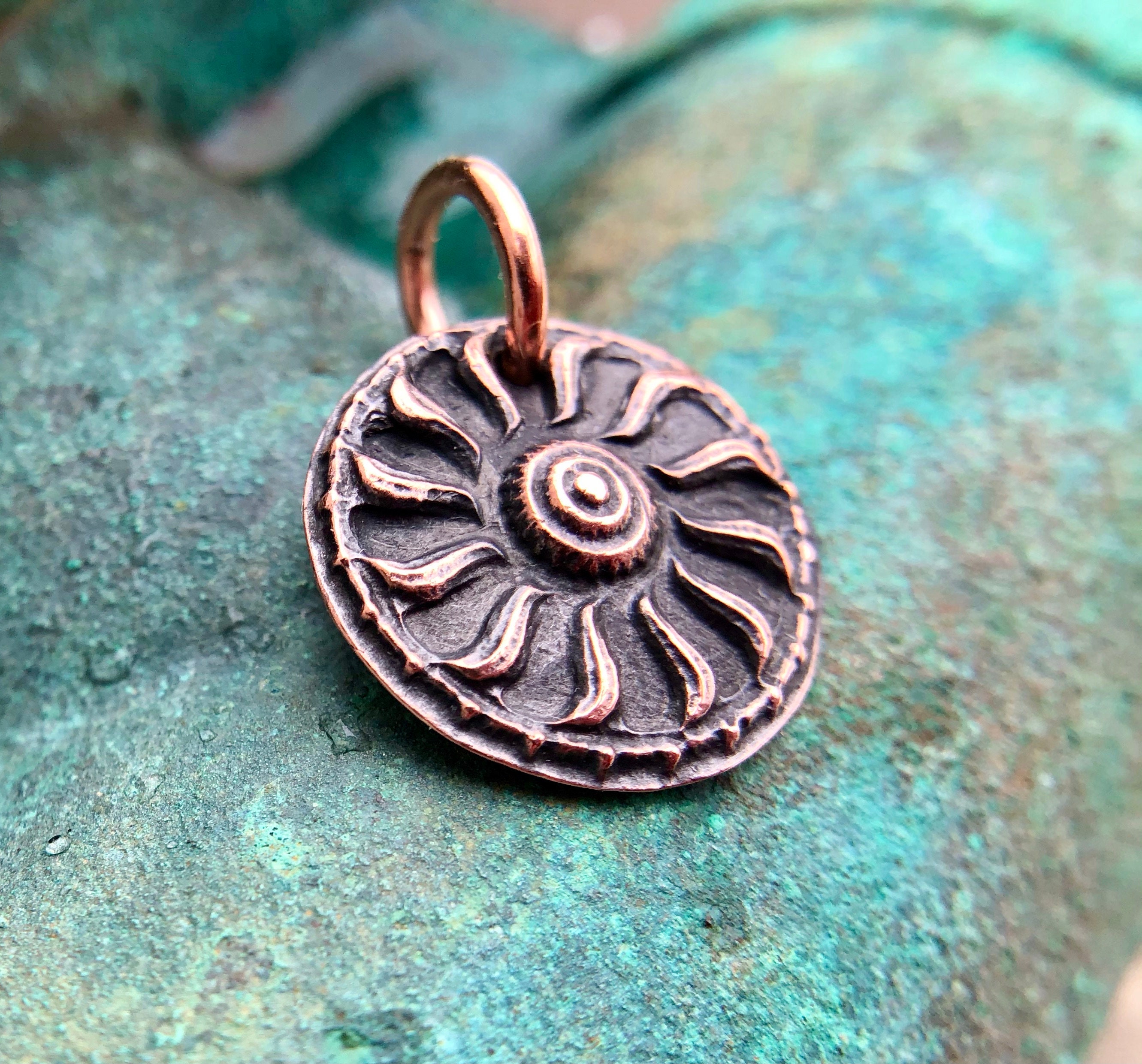 Copper Sun Pendant Rustic Summer Charm