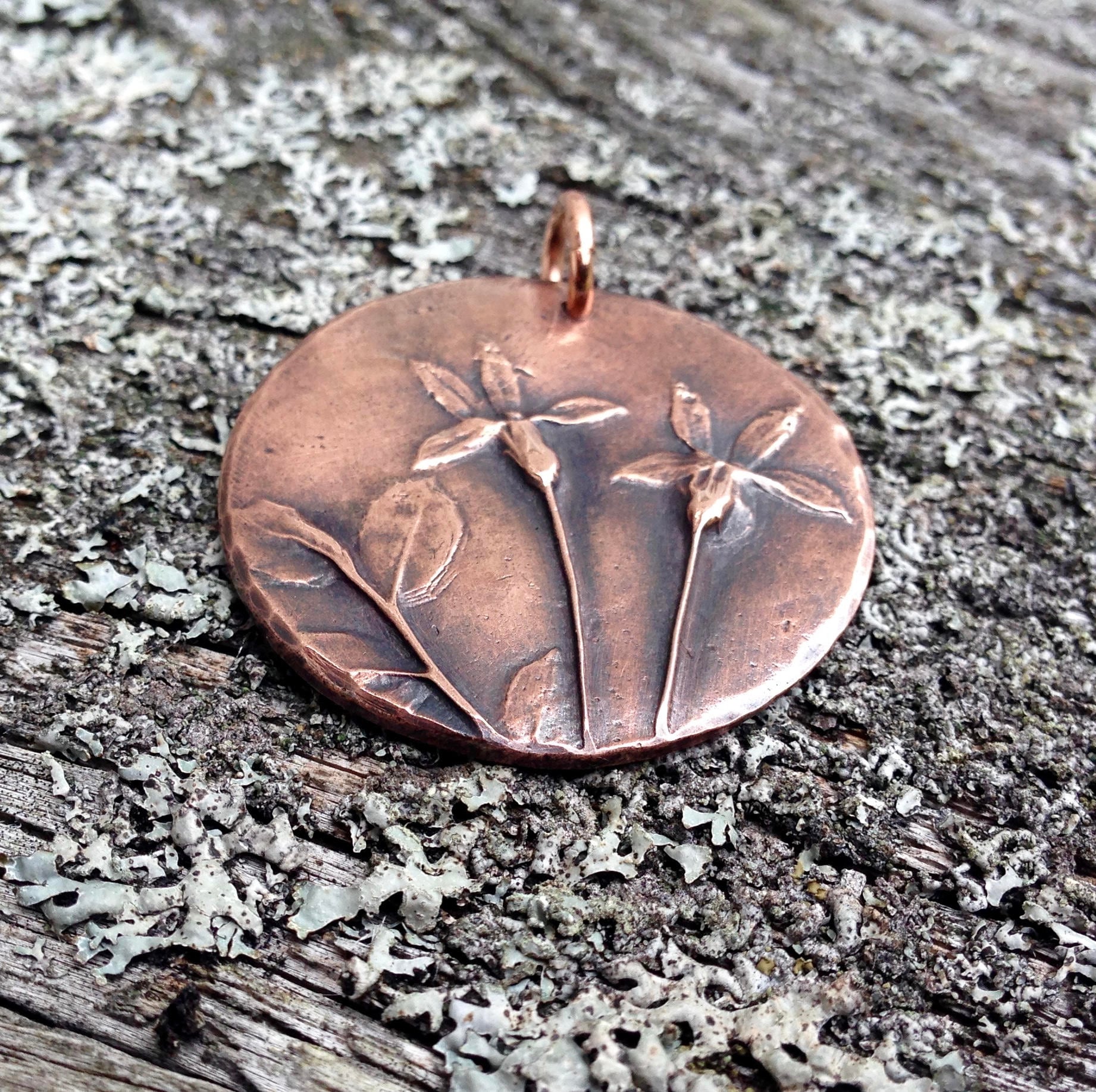 Copper Flower Pendant, Wildflower Nature Jewelry