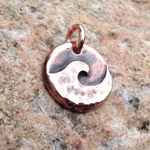 Copper Wave Pendant, Ocean Charm, Beach Jewelry, Summer Jewelry, Surfer, Water Lover Gift, Hand Hammered