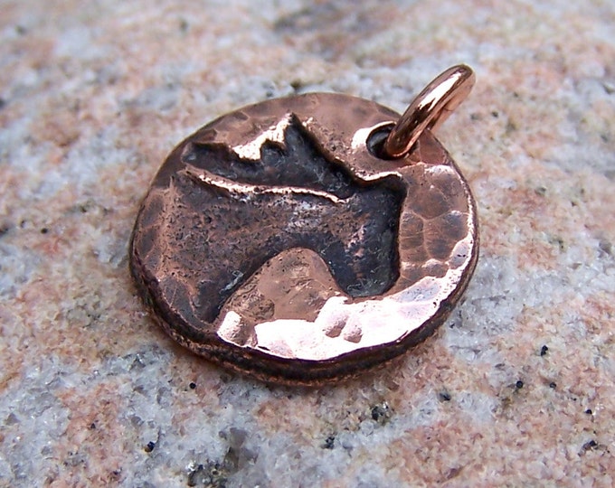 Copper Horse Head Charm, Rustic Handmade Jewelry