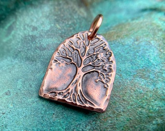 Copper Tree of Life Pendant, Branches and Roots, Rustic Outdoor Lover Gift