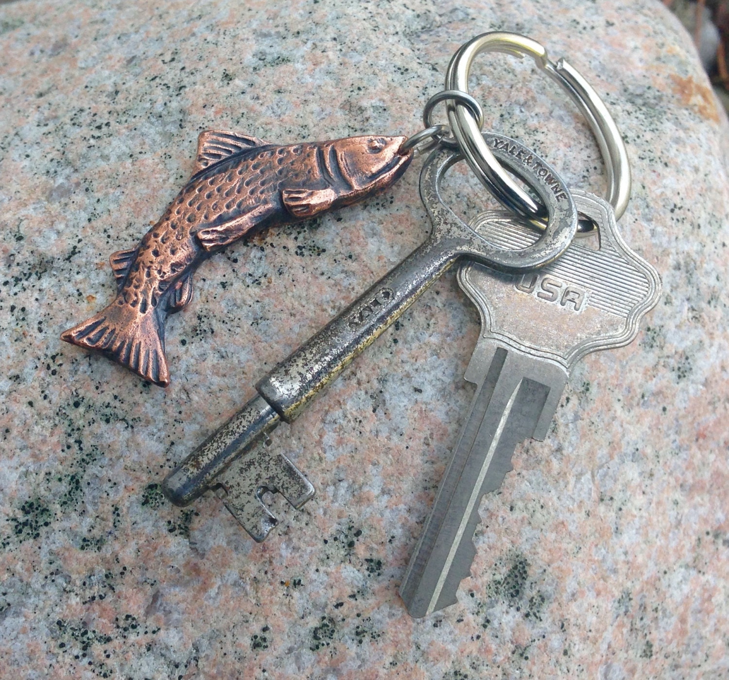 Copper Trout Key Chain, Fly Fishing Gift, Trout Key Ring