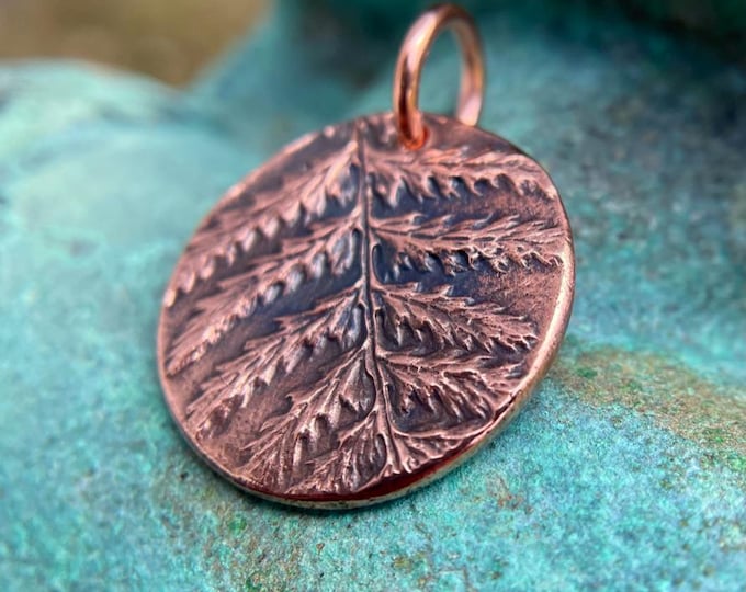 Small Copper Fern Pendant, Botanical Charm