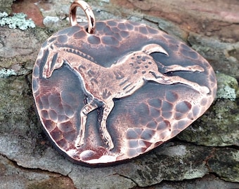 Copper Spirit Horse Pendant, Indian Pony, Rustic Jewelry