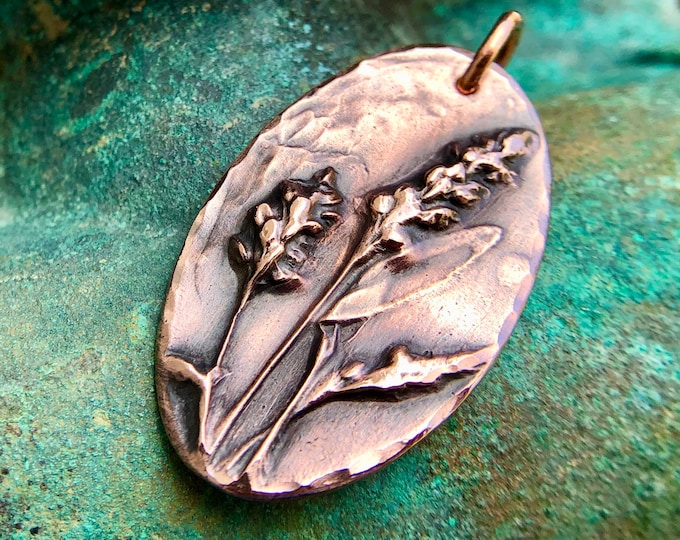 Copper Flower Pendant, BoHo Botanical Rustic Jewelry