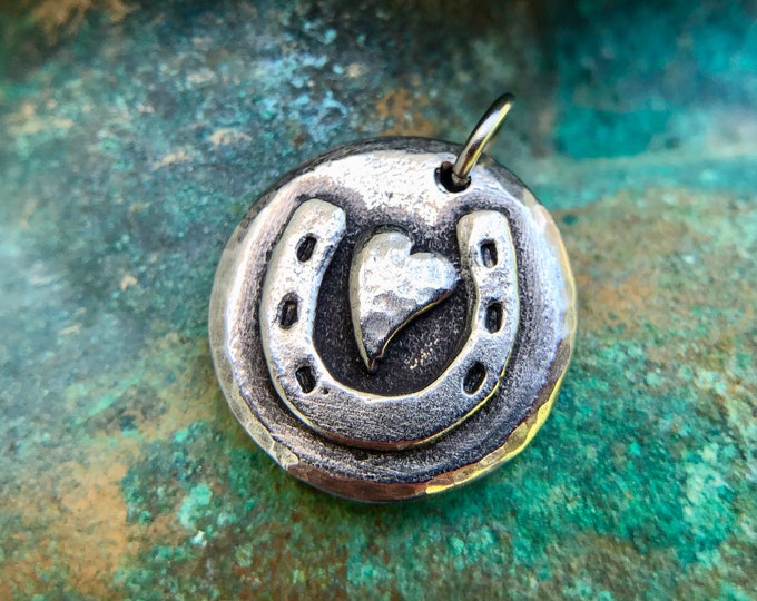 Horse Shoe Heart Pendant, Horseshoe Charm