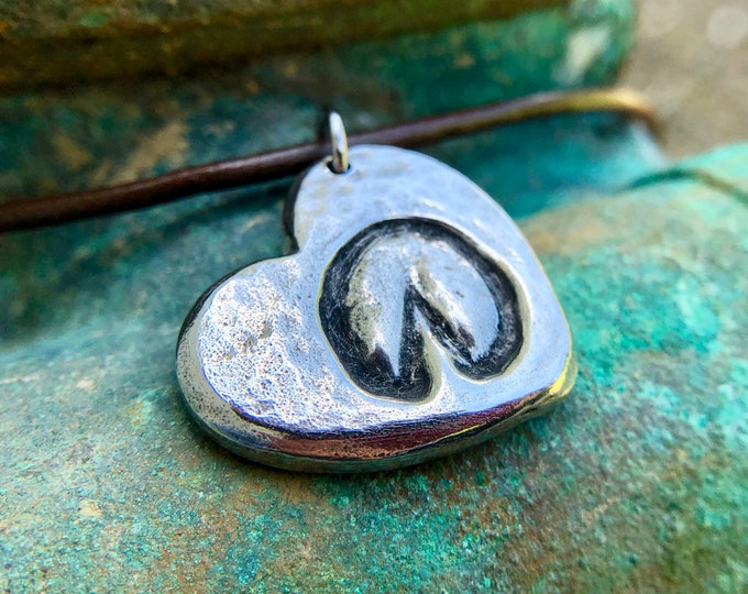 Barefoot Hoofprint on my Heart Necklace, Hoof Print Pendant