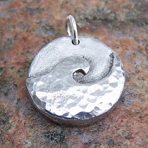 Little Ocean Wave Pendant, Wave Charm, Rustic Jewelry, Surf, Hammered ...